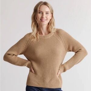 Quince Camel Ribbed Crew Sweater